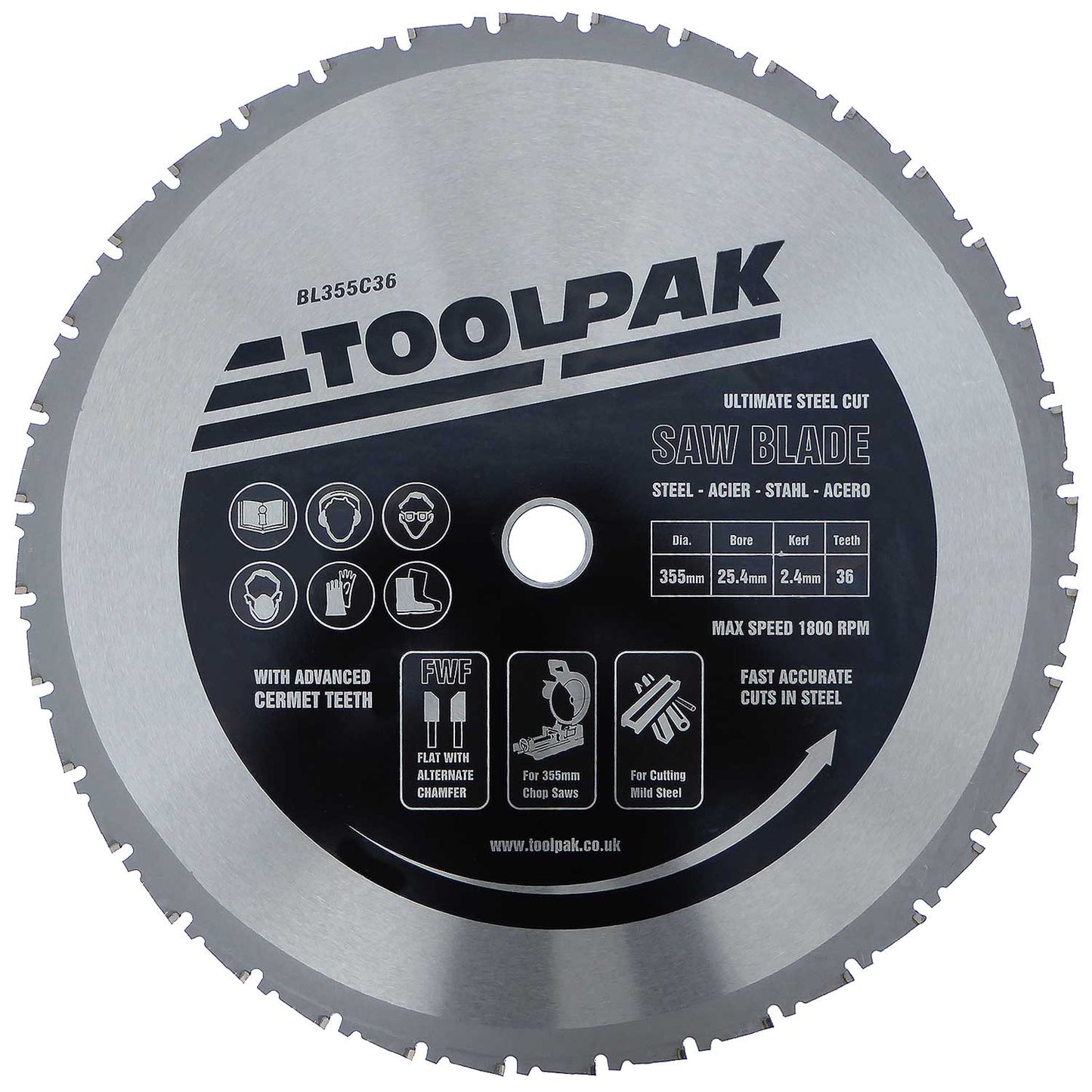 355mm Steel Cut CERMET Chop Saw Blade